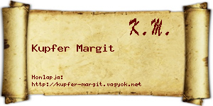 Kupfer Margit névjegykártya